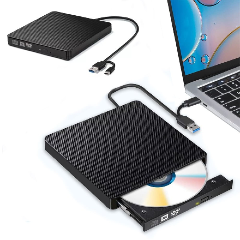Lector Externo ANDOWL Q-GF300 USB Tipo C CDDVD RW plug and play