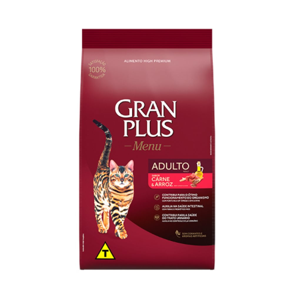 Alimento para Gatos Gran Plus Adultos Carne y Arroz 10 Kg