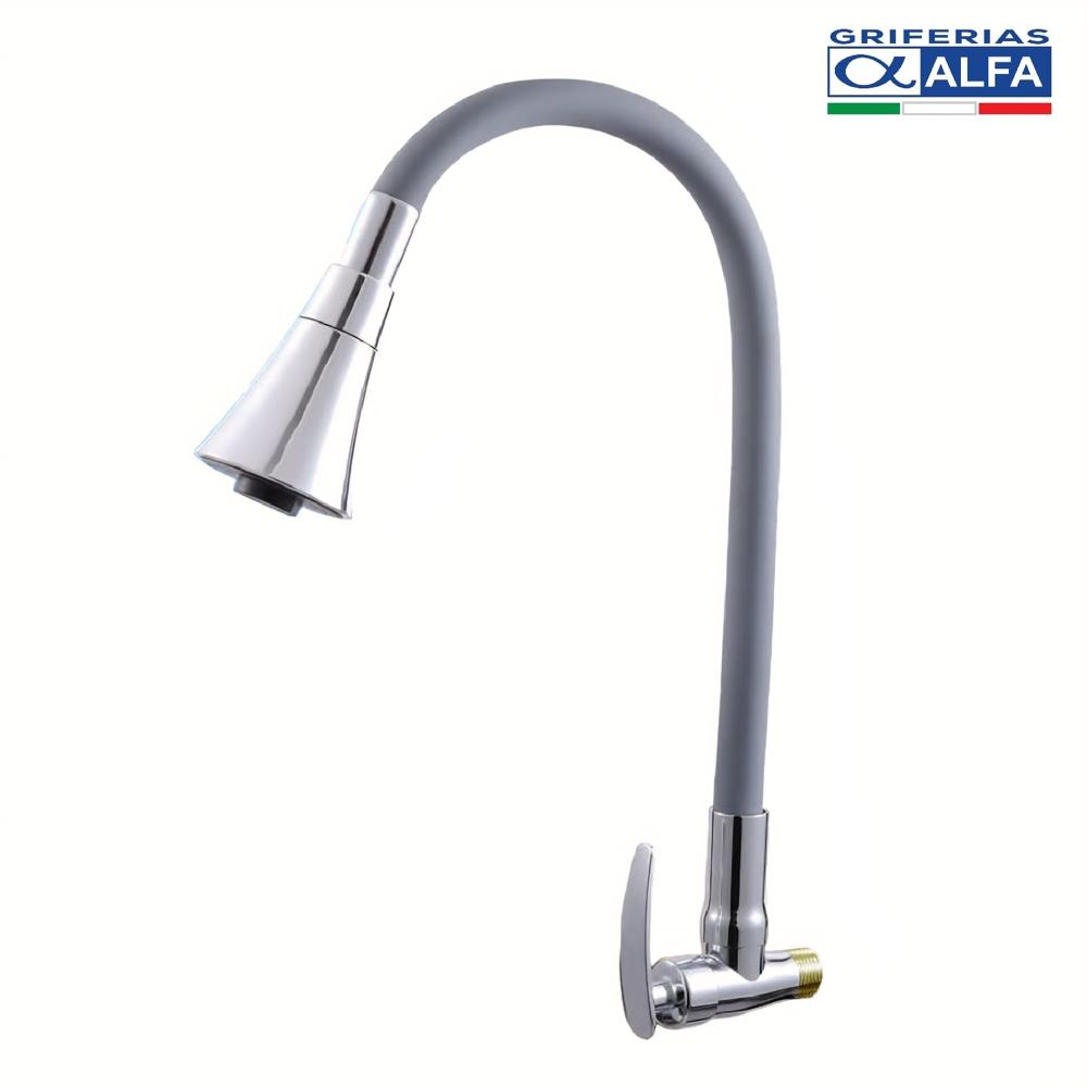 Llave Lavadero para Pared Flexible Cónico Gris ALF-2092 ALFA
