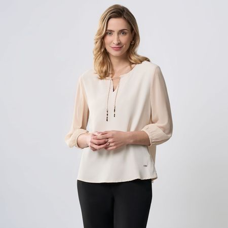Blusa Mujer Zafin 3/4 Chain Crema Talla S