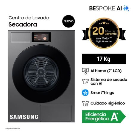 Secadora Samsung 17Kg DV90F17CDSPE Acero Oscuro