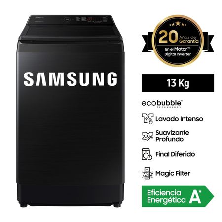Lavadora Samsung EcoBubble 13 KG Negra WA13CG5441BVPE