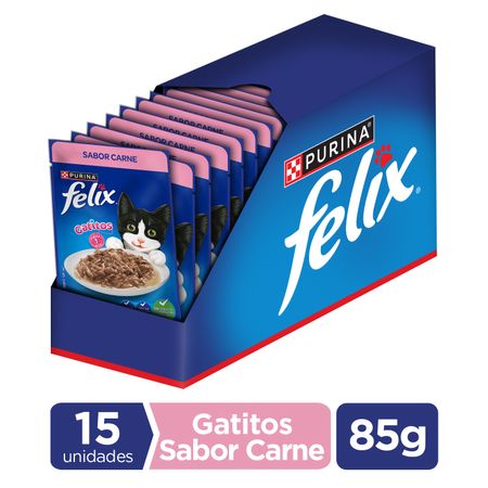 Pack Comida para Gatos FELIX Gatitos Carne sachet 85g x 15un