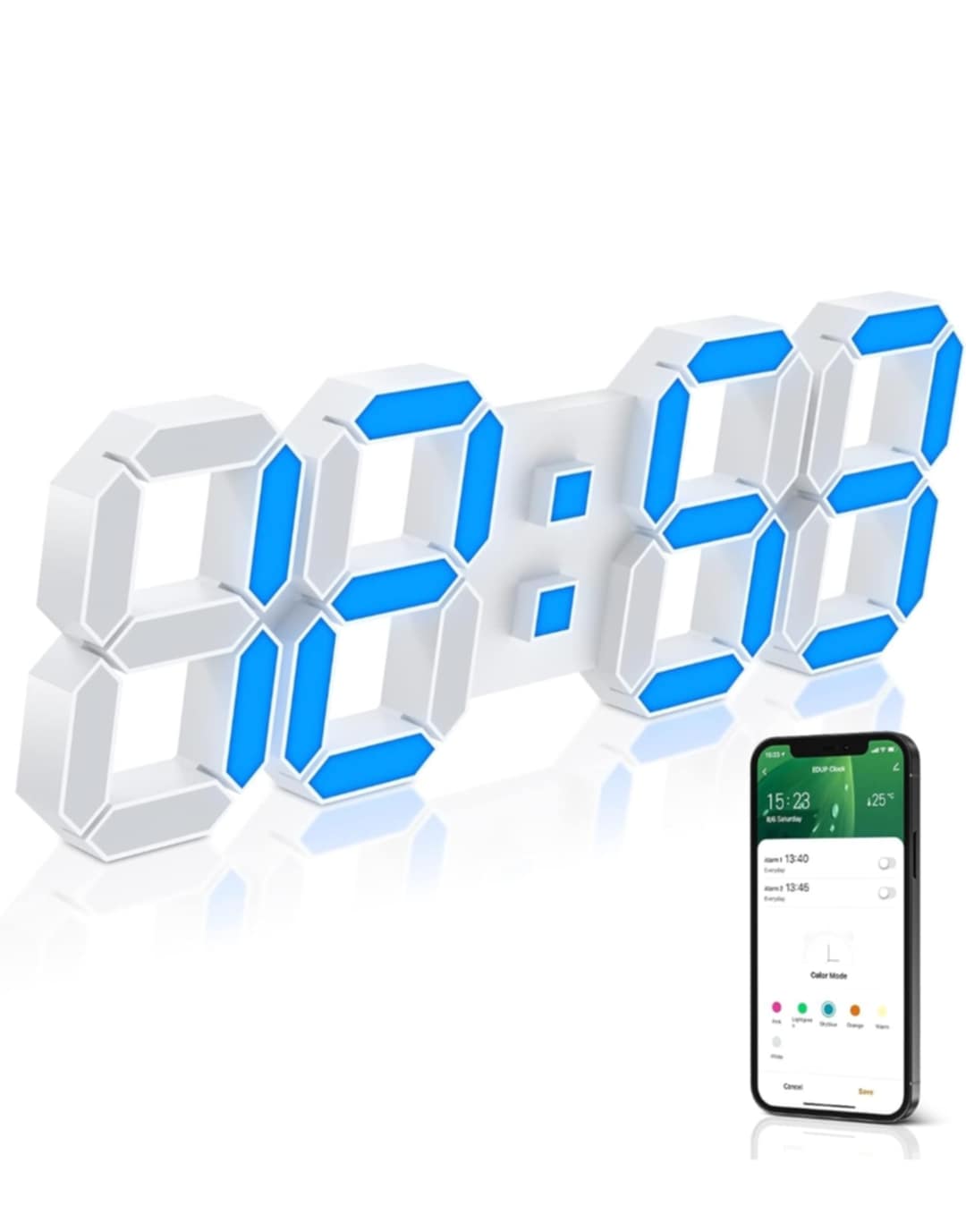 Reloj Despertador Alarma con Sensor de Temperatura 3D Minimalista Blanco