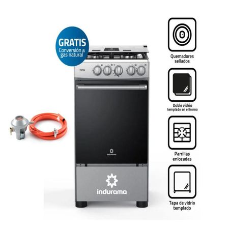 COCINA A GAS DE 4 HORNILLAS INDURAMA  FONTANA  mas Valvula para Gas