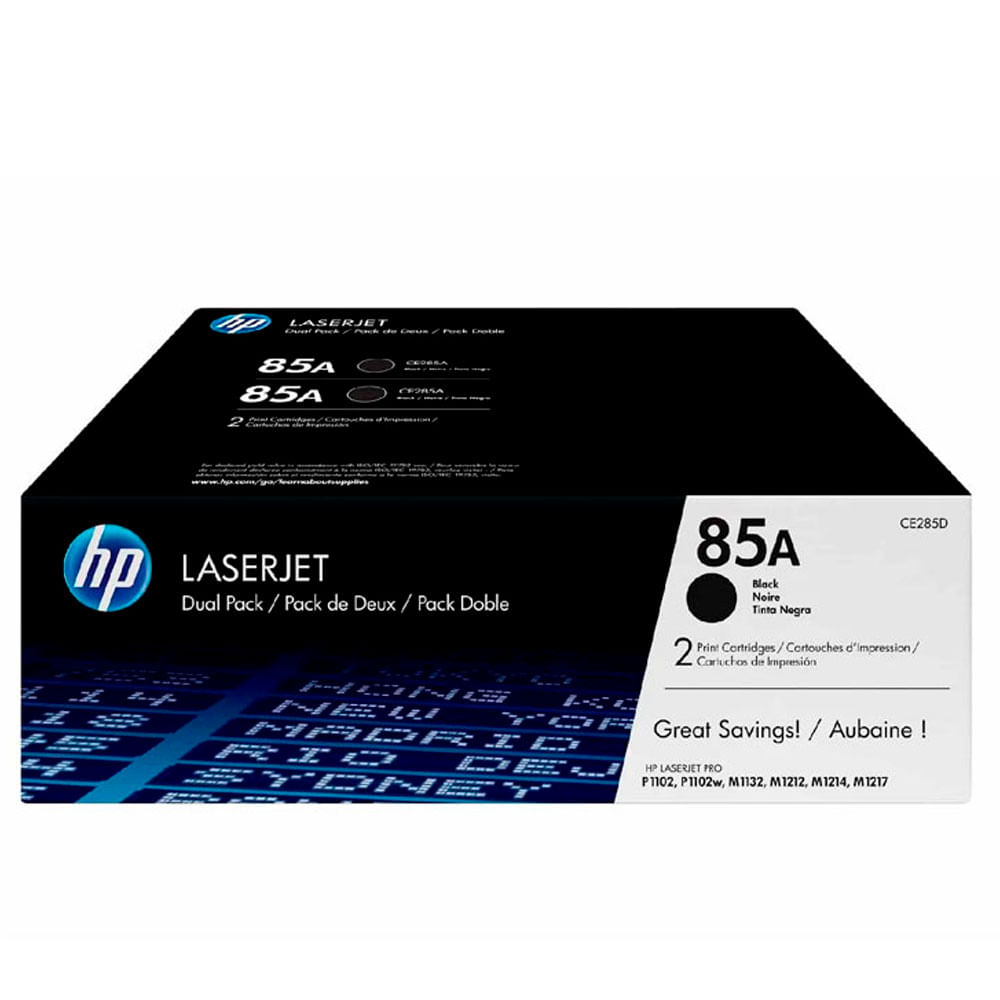 Tóner HP CE285AD 85A Doble Pack Negro Original HP LaserJet P1102 M1132 M1212 M1214 M1217