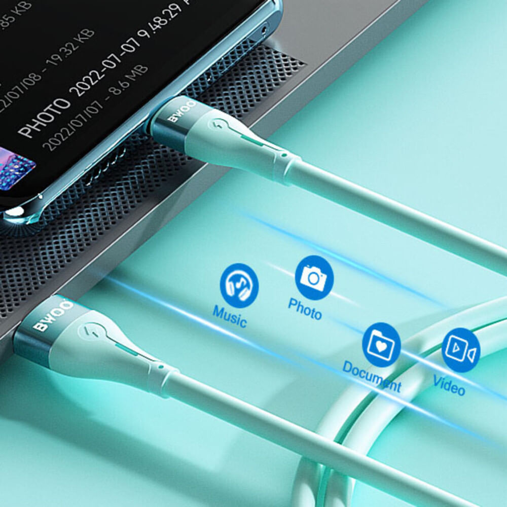 CABLE DE DATOS MINIMALISTA DE SILICONA USB A MICRO USB 1MT X280V BWOO