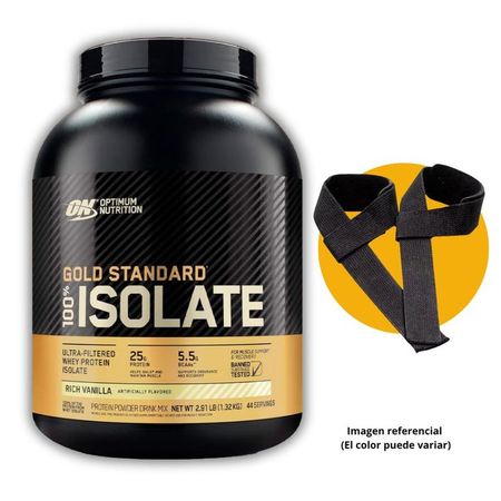 GOLD STANDARD ISOLATE DE 5LB RICH VAINILLA CON STRAPS HIDROLIZADA