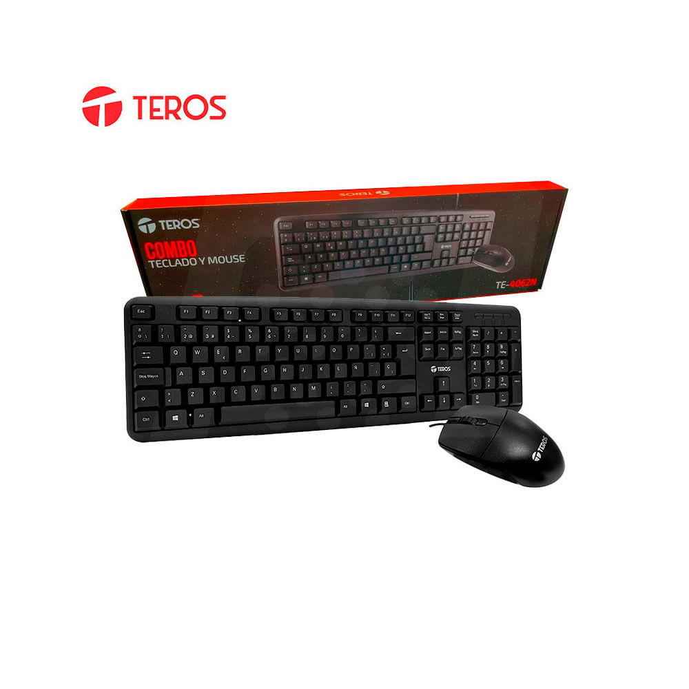 Kit teclado y mouse TEROS TE 4062N USB acabado elegante negro español óptico