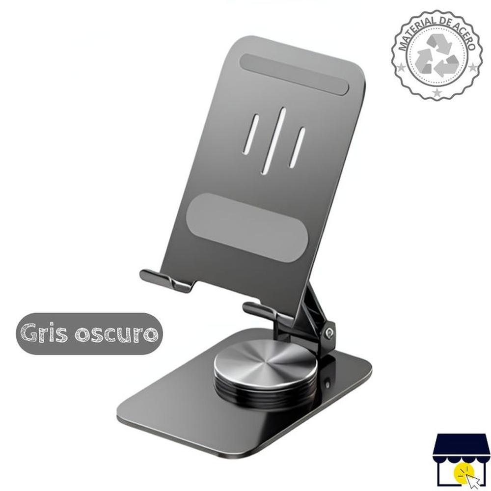 Soporte holder 360° de acero plegable para celular tablet - Gris