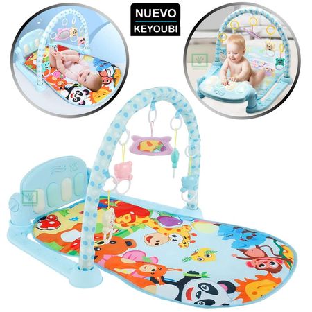 Gimnasio Piano Para Bebé con luces y música Panda Celeste