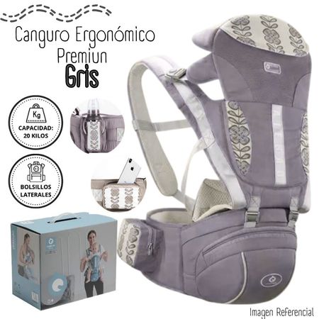 CANGURO ERGONÓMICO PREMIUN PARA BEBÉ - GRIS