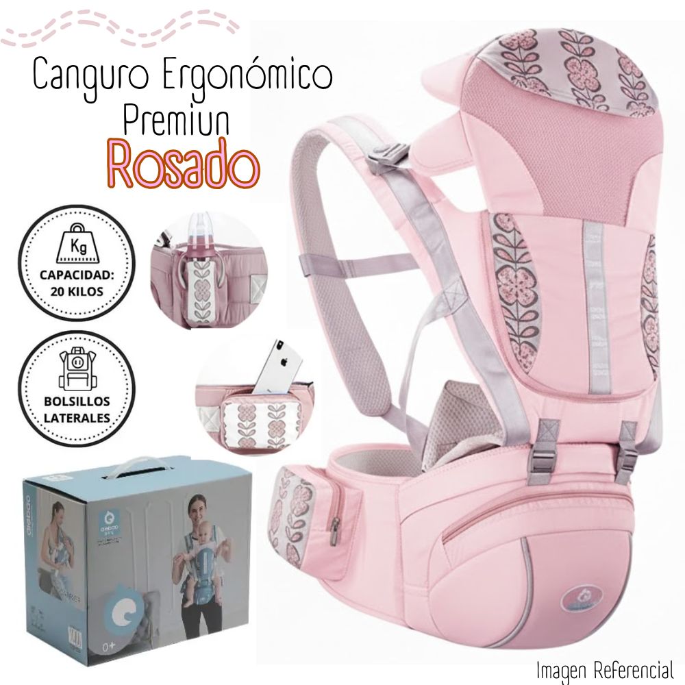 CANGURO ERGONÓMICO PREMIUN PARA BEBÉ - ROSADO