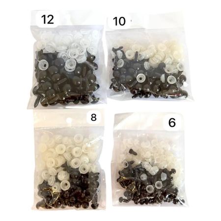 400 Ojos Ojitos de Seguridad Amigurumi 6 8 10 Y 12mm por 100pc Cada Medida