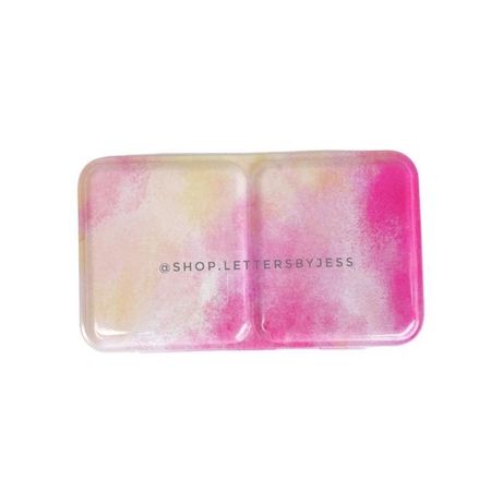 Estuche vacío para acuarelas (metal) - pequeño + 12 godets - Rosa amarillo