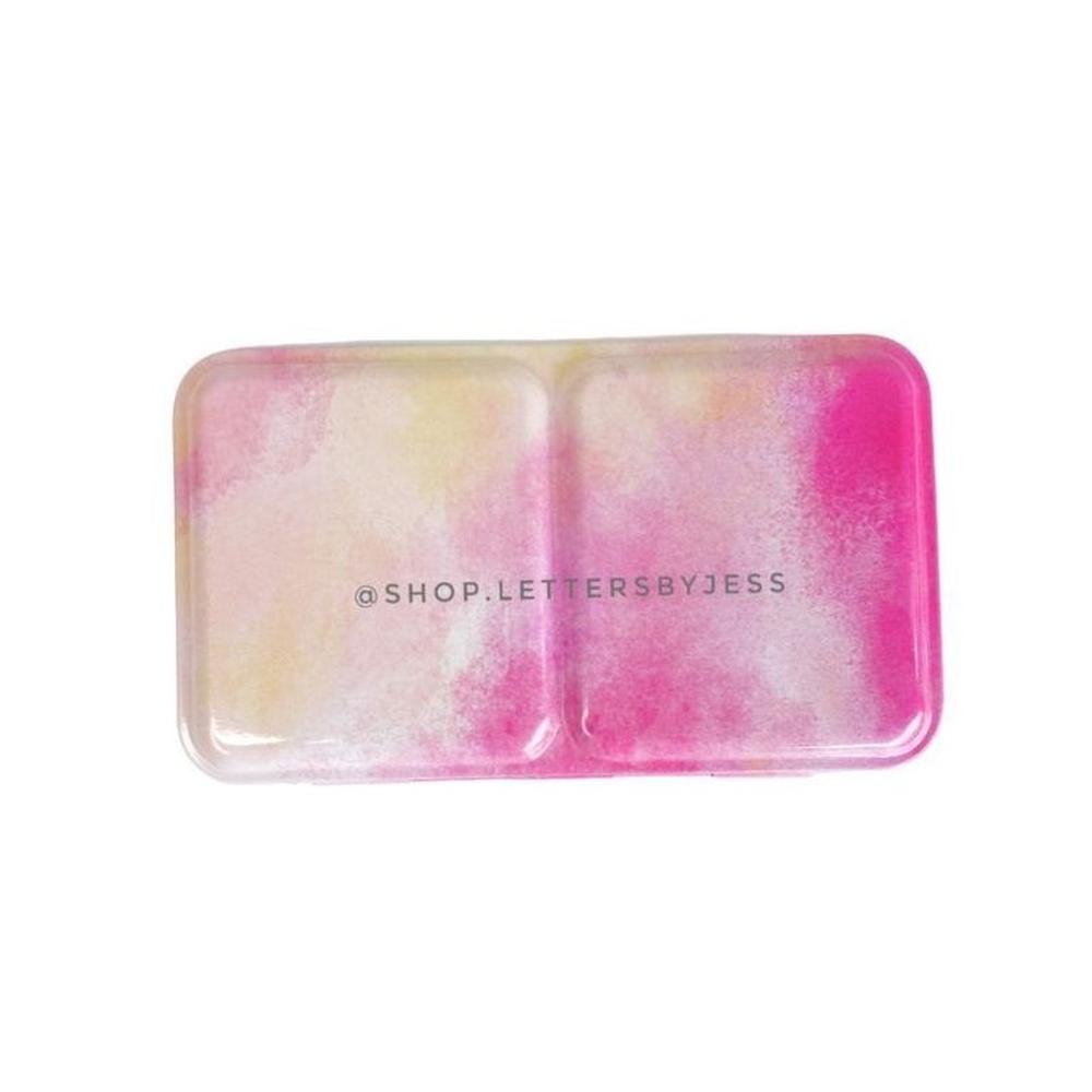 Estuche vacío para acuarelas (metal) - pequeño + 12 godets - Rosa amarillo