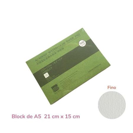 Baohong Papel de acuarela ACADÉMICO Grano Fino - A5 21x15 cm