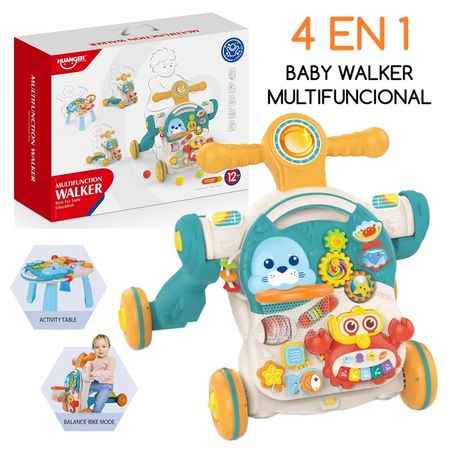 Caminador Multifuncional 4 en 1 Celeste Musical para Bebes