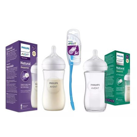 Pack Biberones Avent Vidrio 240ml Plastico 330ml Y Escobilla