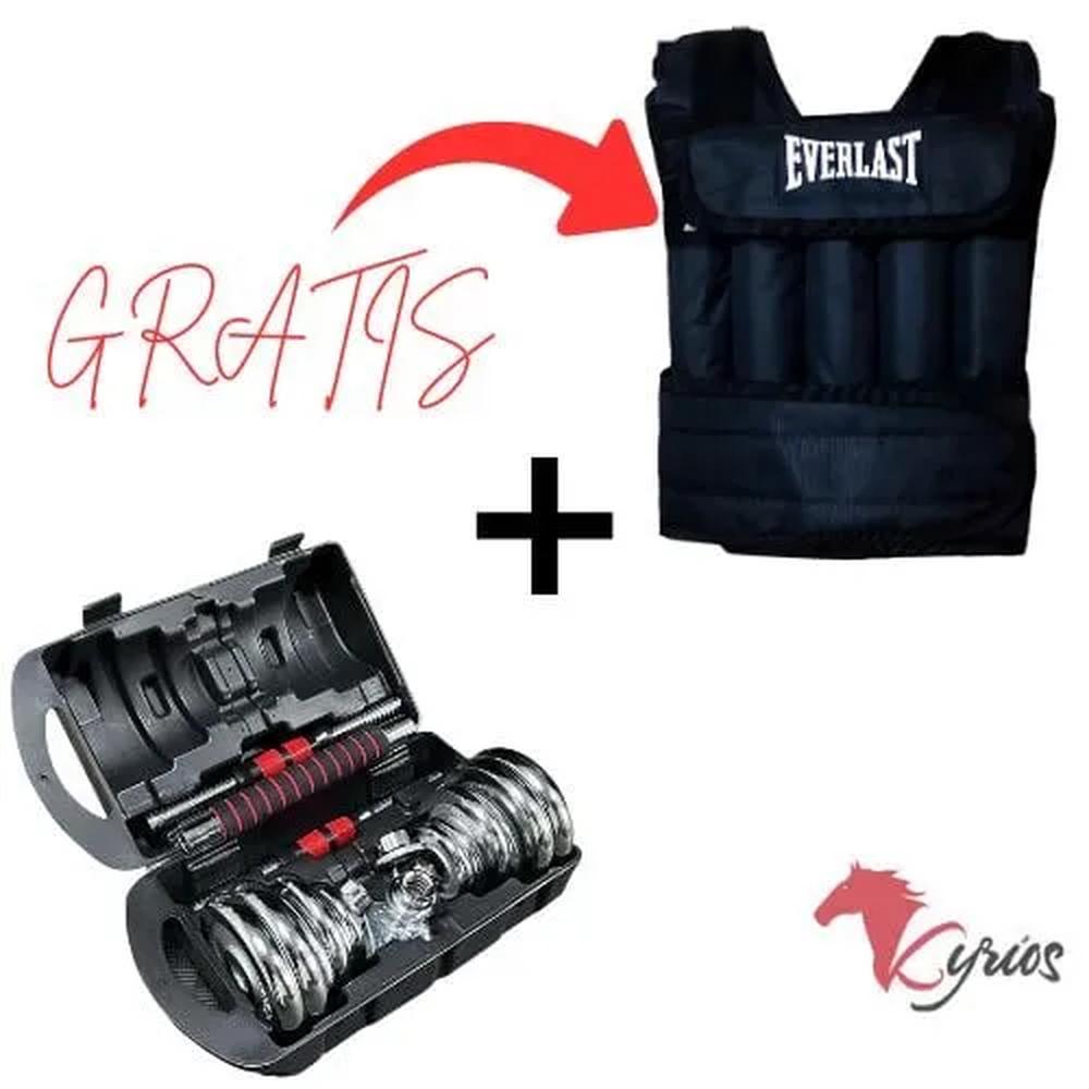 Set De Mancuernas De 20 KG Cromadas + Chaleco De 20 Kg De Regalo