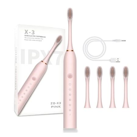 Cepillo Dental Electrico Limpieza Bucal Recargable Niños Adultos Rosa