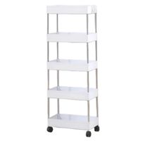 Carrito de Cocina 5 Niveles Estante Organizador con Ruedas Hogar Baño Blanco