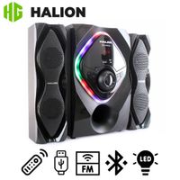 Parlante Halion HA-G64 Liberty 2.1 con Subwoofer 6,5? Luces Led RGB USB SD BT FM