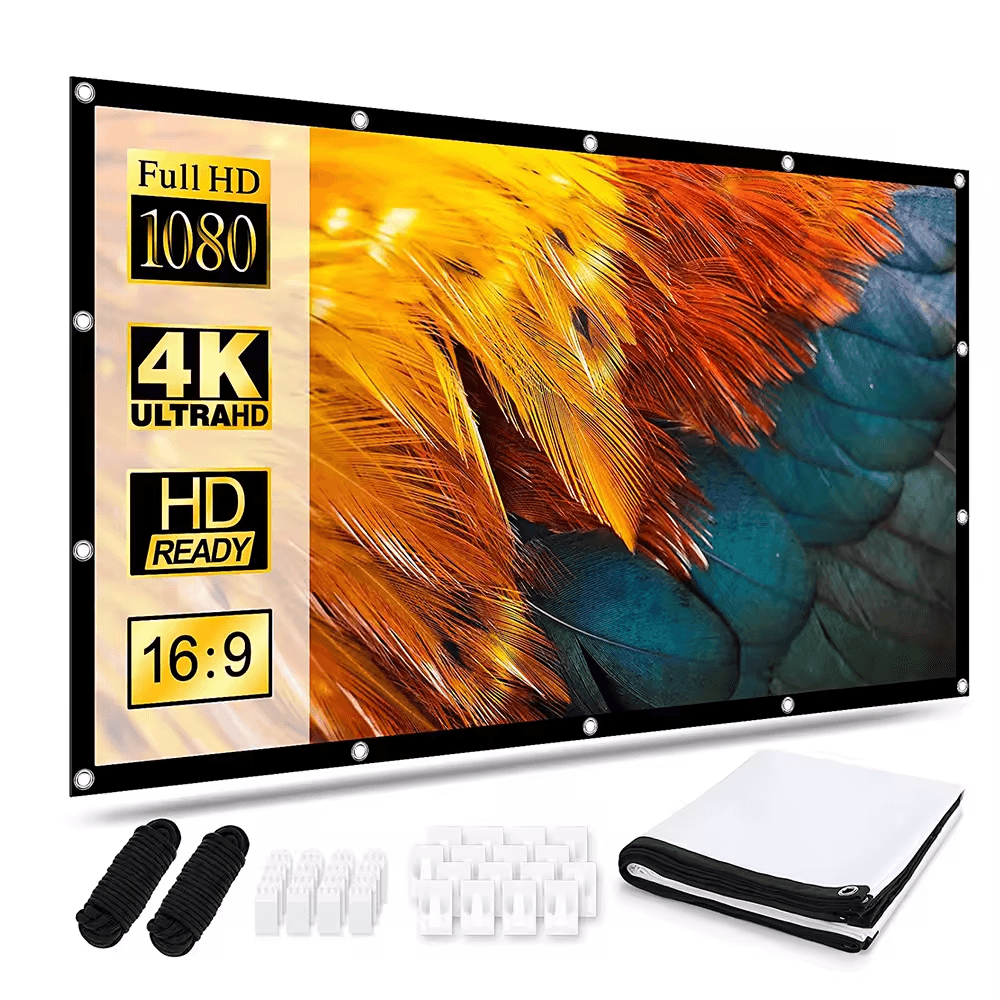 Ecran Pantalla para Proyección Tela 120 Pulgadas Blanco con Fijadores