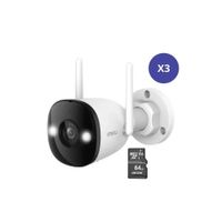 Kit 3 Camara seguridad Wifi IMOU Bullet 3 2K 3MP + Micro SD 64GB Exterior Nocturna Color