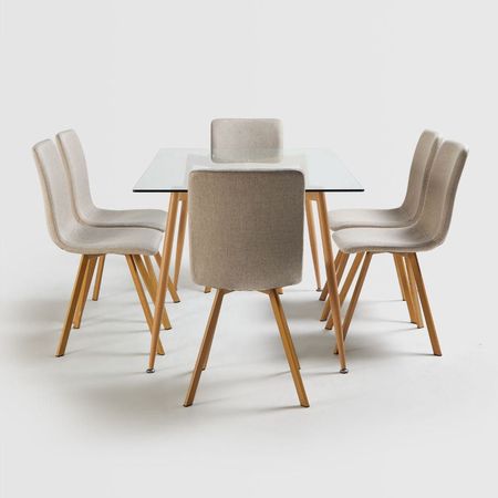 Juego de Comedor Nordico 6 Sillas Beige