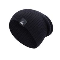 Beanie Logan Unisex Gorro doble tejido chullo Negro Negro Talla única