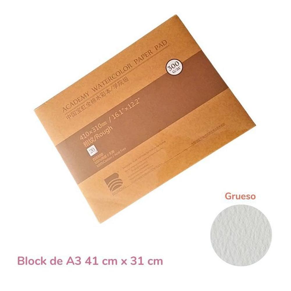 Baohong Papel de acuarela - ACADÉMICO - Grano Grueso - A3 41 cm x 31 cm