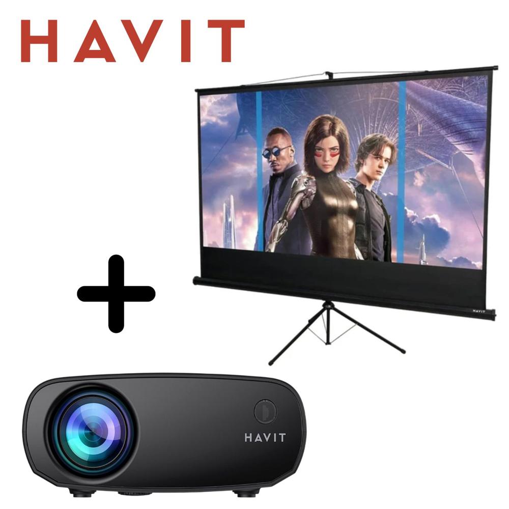Combo HAVIT Proyector PJ207 Resolución 1080 HD + Ecram PS100
