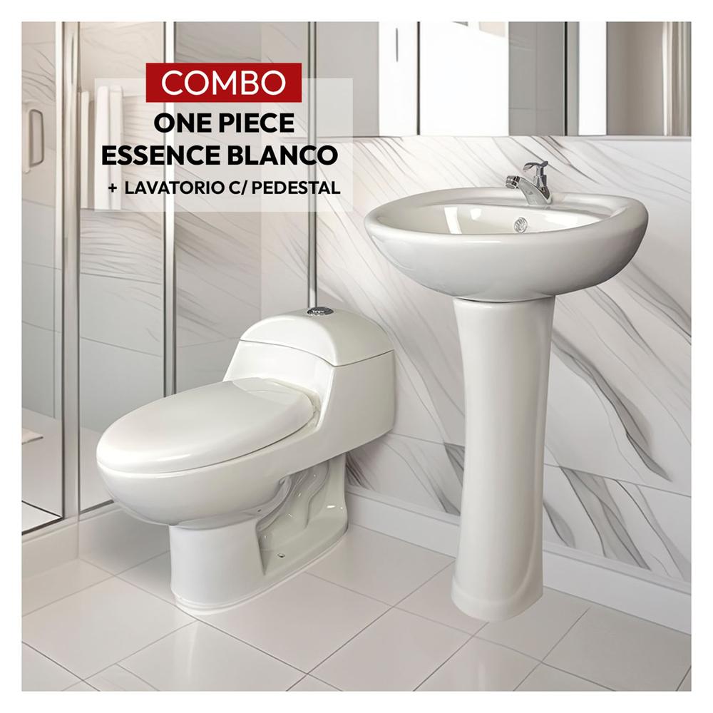 Combo De Inodoro Essence Blanco - Lavatorio C Pedestal Essence Blanco Stone