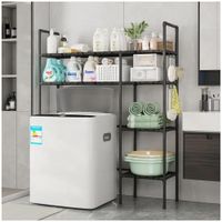 Estante Organizador Multiusos para Lavadora Baño 2 Niveles 2 Cuerpos 138x106x25cm Negro