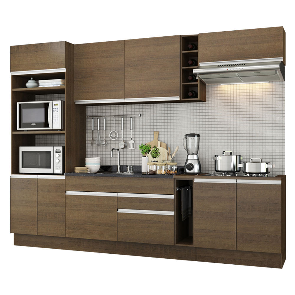 Mueble de Cocina Integral Vicenza 290 cm Marrón-Marrón 02