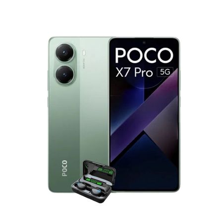 Celular Poco x7 pro 5G 12ram-512GB color verde  con Audifonos de Regalo