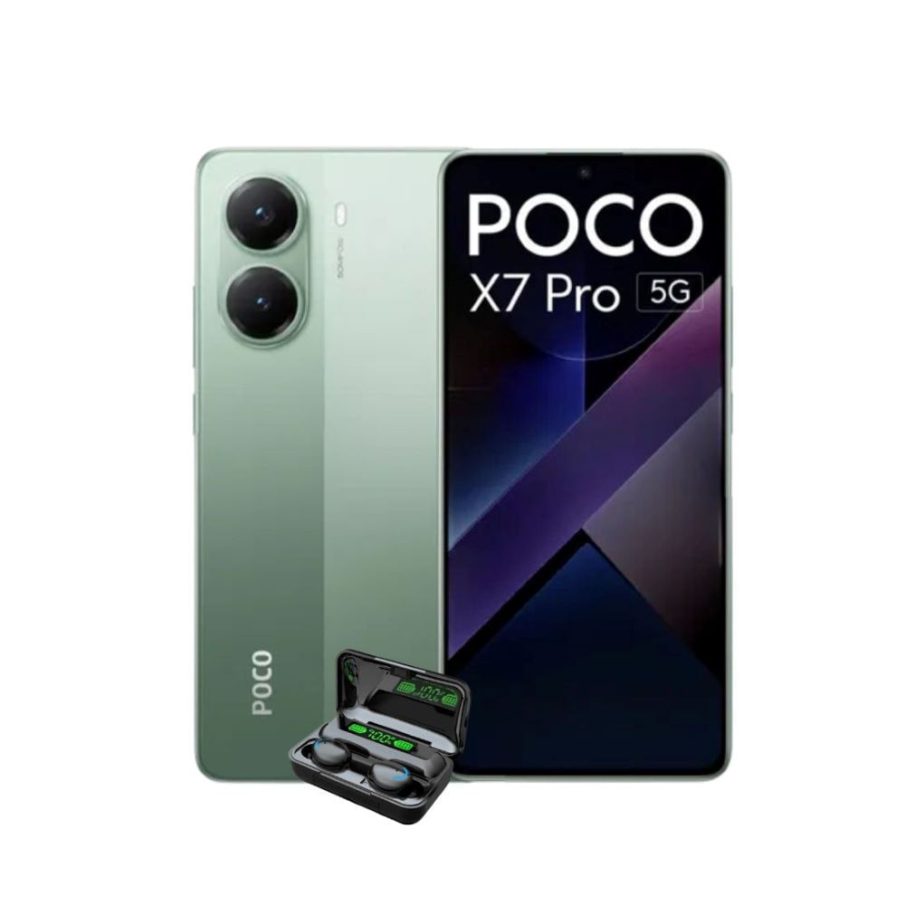 Celular Poco x7 pro 5G 12ram-512GB color verde con Audifonos de Regalo