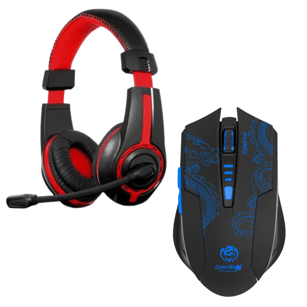 Pack Mouse Challenger CYB M600XR Recargable 7 Leds - Audifono Savage CYB H500 Gamer Con Micro