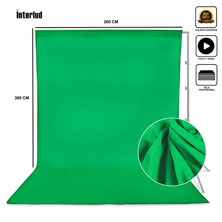 Fondo de Tela verde 3m para Estudio Fotográfico INTERLUD