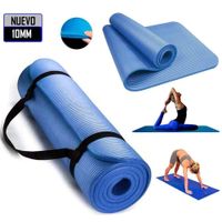 Mat de Yoga Pilates 10 mm con Elástico Portátil Azul