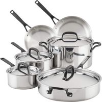 KitchenAid juego de ollas y sartenes 10 pzas acero inoxidable pulido 5 capas