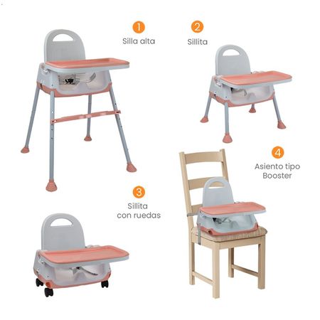 Silla De Comer 3 En 1 Para Bebe Circus Rosa Silla De Comer 4 En 1 Para Bebé Circus Rosa