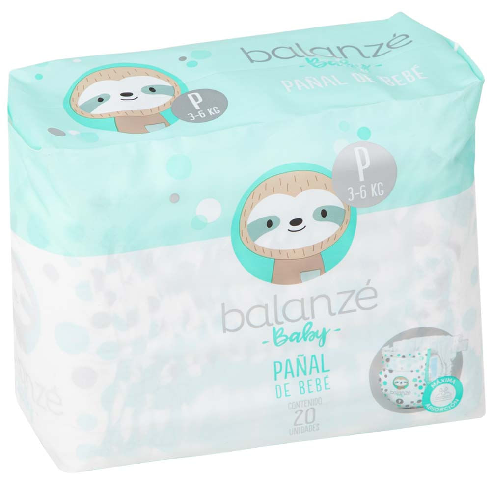 Pañales para Bebés BALANZÉ BABY Talla P Paquete 20un