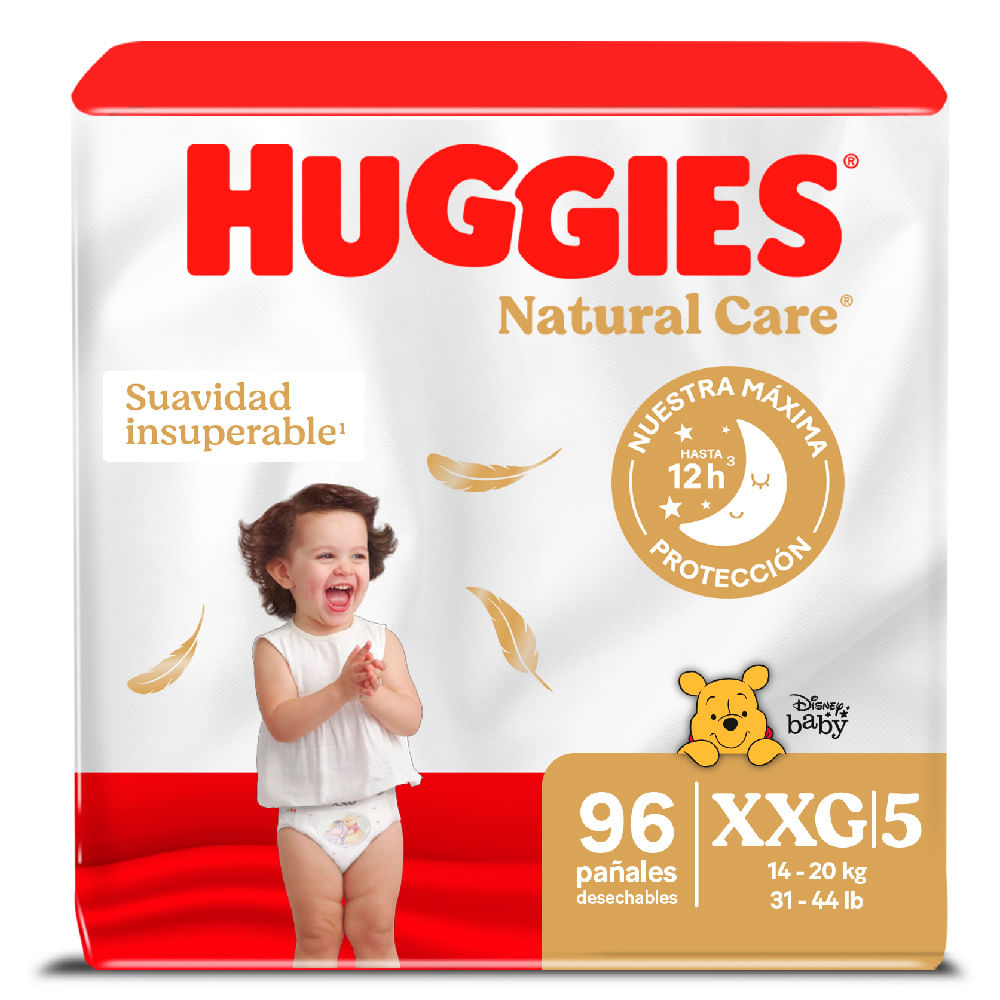 Pañales para Bebé HUGGIES Natural Care Talla XXG Paquete 96un