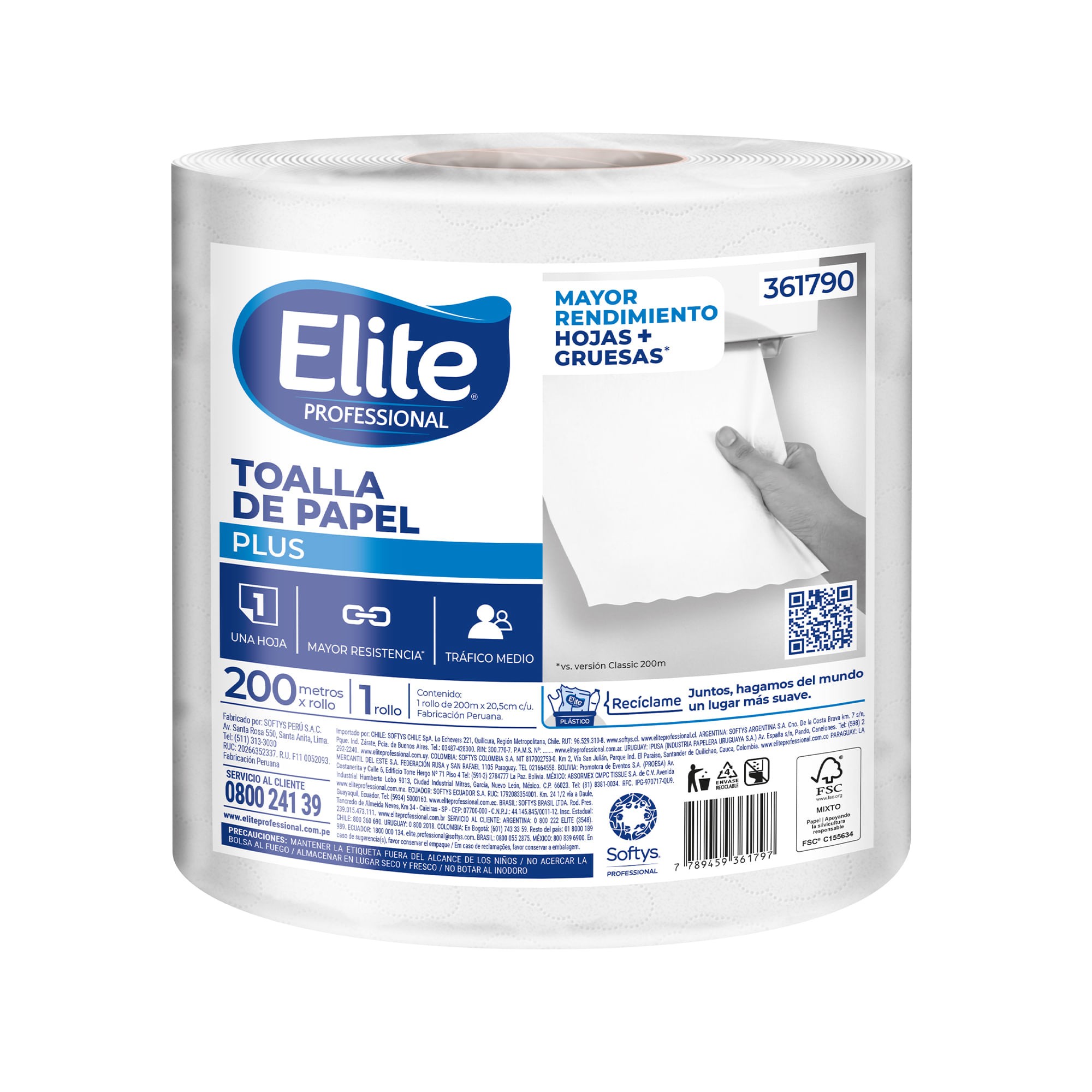 Papel Toalla ELITE Pro Plus 200Mts Paquete 1un