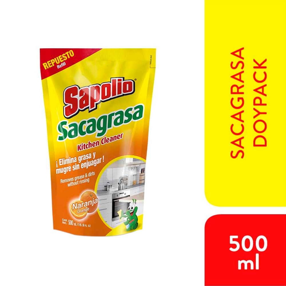 Repuesto Sacagrasa SAPOLIO Aroma Naranja Doypack 500ml