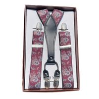 Tirantes Ajustables Elásticos para pantalon hombre Paisley Guinda Guinda Talla única