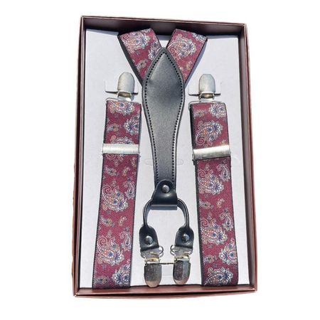 Tirantes Ajustables Elásticos para pantalon hombre Paisley Guinda Guinda Talla única