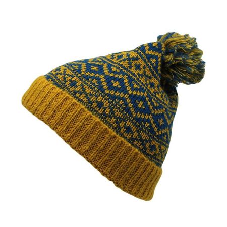 Gorro Beanie Bawei Lana Suave con Pompon Amarillo con turquesa Turquesa Talla única